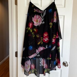 Ted Baker midi length black and floral skirt, size 14, tags on and never worn